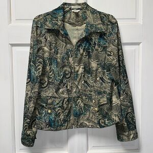 Stylish Christopher & Banks Women's Jacket Blazer zipper down Paisley Size XL